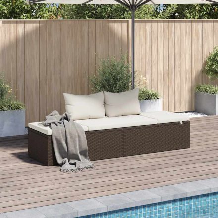 Barna polyrattan kerti ágy 195 x 60 cm