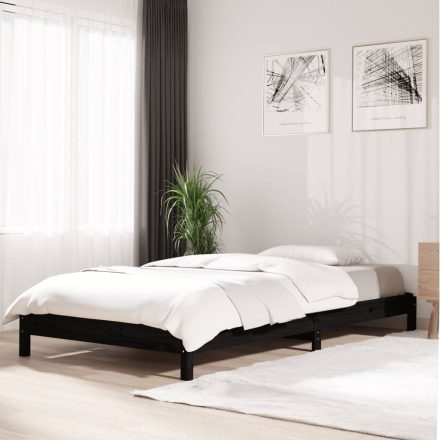 Fekete tömör fenyőfa egymásra rakható ágy 80x200 cm
