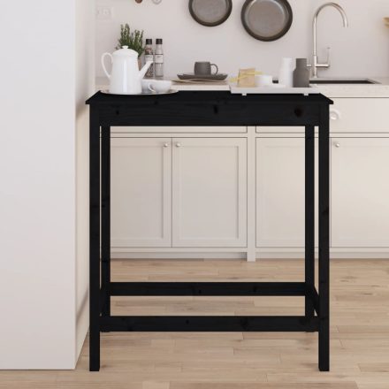 Fekete tömör fenyőfa bárasztal 100 x 50 x 110 cm